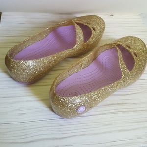 Girls gold glitter Mary Jane Crocs